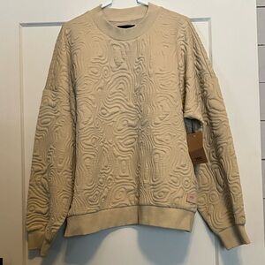 Vans Beige Textured/Quilted Oversize Crewneck (Large)